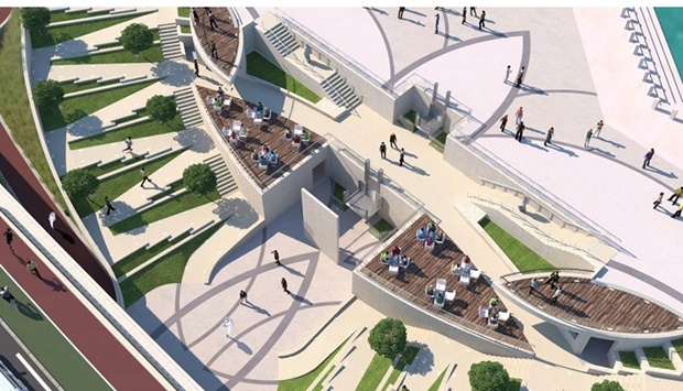A digitally generated aerial view of one of the proposed cafes