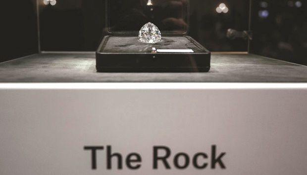 The Rock pictured prior to the start of Christieu2019s Magnificent Jewels sales in Geneva yesterday. (AFP)