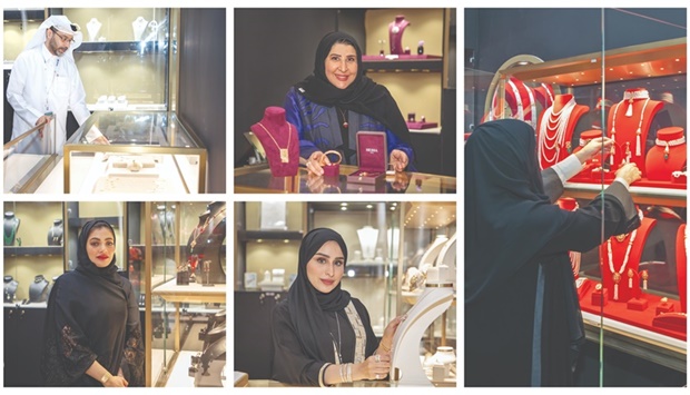 Clockwise from left: Abdullah Fakhro of Midad Jewellery, Sameera al-Mulla of Hessa Jewels, Shaikha bint Mohamed of Al Ghla Jewellery, Jawaher al-Mannai of Ghand Jewellery and  Asma al-Saadi of Clair De Lune