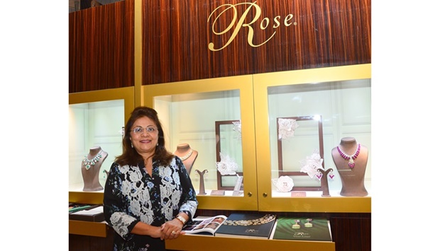 Purnima Sheth showcases some of Rose's collection at DJWE's Alfardan pavillion. PICTURE: Shaji Kayamkulam