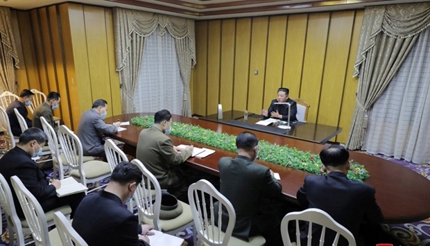 North Korean leader Kim Jong Un visits the State Emergency Epidemic Prevention Headquarters, as North Korea reports its first outbreak of the coronavirus disease, in Pyongyang, North Korea on May 12. KCNA via REUTERS