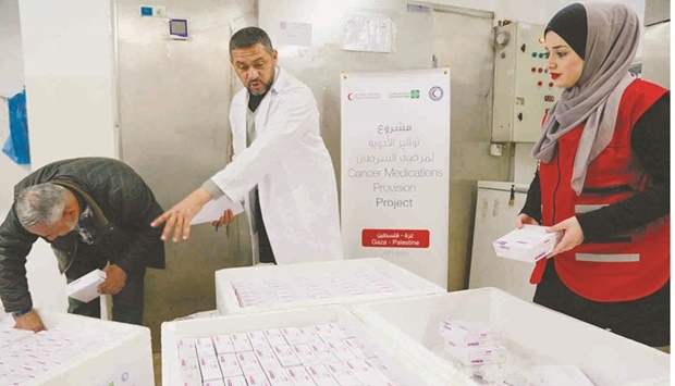 Qatar Red Crescent Society (QRCS) and Kuwait Red Crescent Society (KRCS) are providing treatment for cancer patients at the Palestine-Turkey Friendship Hospital in southern Gaza City.