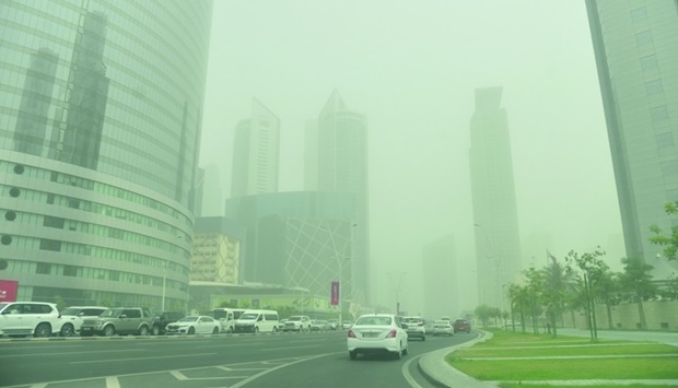 Dusty conditions in Doha Tuesday. PICTURES: Shaji Kayamkulam and Thajudheen