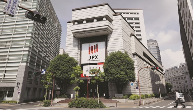 An external view of the Tokyo Stock Exchange. The Nikkei 225 closed up 0.9% to 26,911.20 points yesterday.