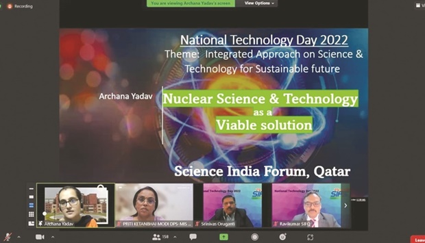 On occasion of India's National Technology Day, DPS MIS faculty, Priti Modi attended a webinar on theme 'Integrated approach in Science & Technology for Sustainable Future', organised by Science India Forum-Qatar.