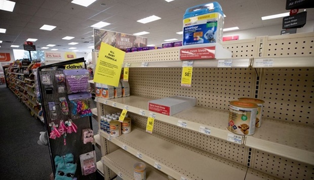 Empty shelves show a shortage of baby formula at CVS in San Antonio, Texas, U.S. May 10, 2022.