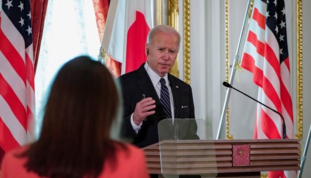 US President Joe Biden speaks while attending a news conference at Akasaka guest house, in Tokyo, Japan. Nicolas Datiche/Pool via REUTERS