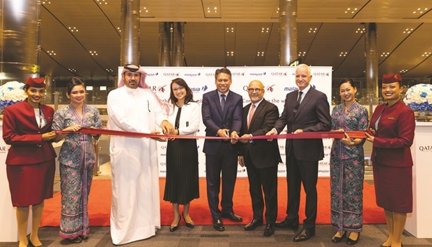 Malaysian Ambassador in Doha, Zamshari Shaharan and officials of Malaysia Airlines, Hamad International Airport and Qatar Airways were present to greet the Malaysia Airlines' inaugural direct flight from Kuala Lumpur to Doha.