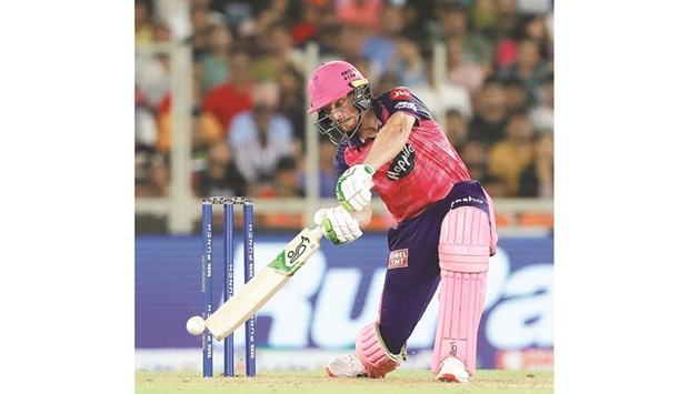 Jos Buttler of Rajasthan Royals bats against Royal Challengers  Bangalore during their IPL Eliminator clash in Ahmedabad yesterday.