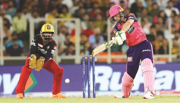 Rajasthan Royals Jose Buttler in action against Royal Challengers Bangalore in the second qualifier in Ahmedabad on Friday.