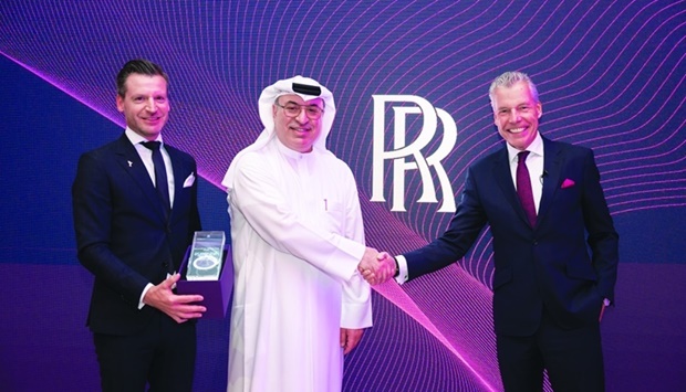 Omar Alfardan (middle) with Torsten Muller-Otvos (right) and Henrik Wilhelmsmeyer (left), the director of Sales and Brand at Rolls-Royce Motor Cars. Supplied picture