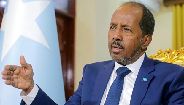 Somalia's President Hassan Sheikh Mohamud speaks during a Reuters interview inside his office at the Presidential palace in Mogadishu, Somalia on May 28. REUTERS