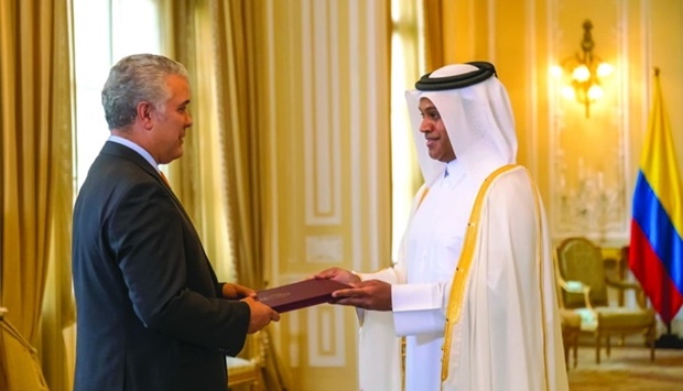 The President of the Republic of Colombia receives the credentials of the Ambassador of the State of Qatar