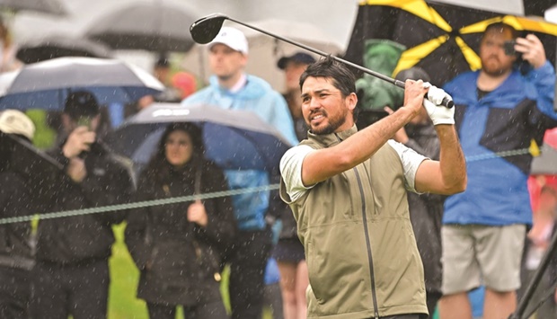 Jason Day of Australia tees off on day two of the Wells Fargo Championship in Potomac.