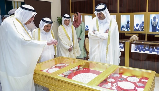 HE the Prime Minister and Minister of Interior Sheikh Khalid bin Khalifa bin Abdulaziz al-Thani touring some pavilions at DJWE 2022 Monday