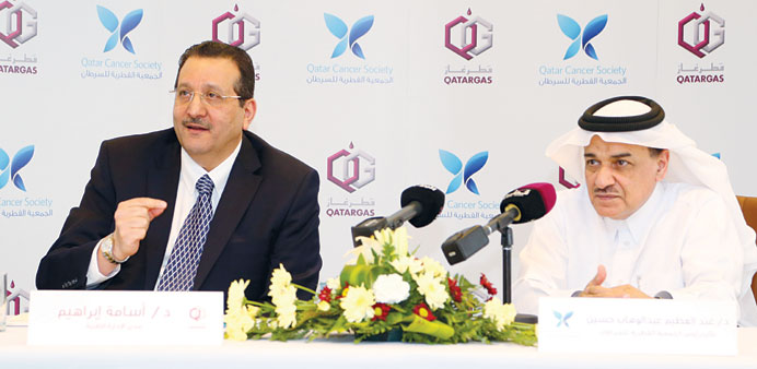 Dr Osama Ibrahim and Dr AbdulAzim Abdulwahab during a press conference yesterday.