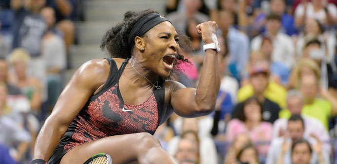 CHARGED UP: Serena Williams celebrates winning a point against Bethanie Mattek-Sands.