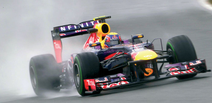 Australian F-1 driver Mark Webber of Red Bull in action during the first day of the final pre-season testing in Barcelona yesterday. (EPA)