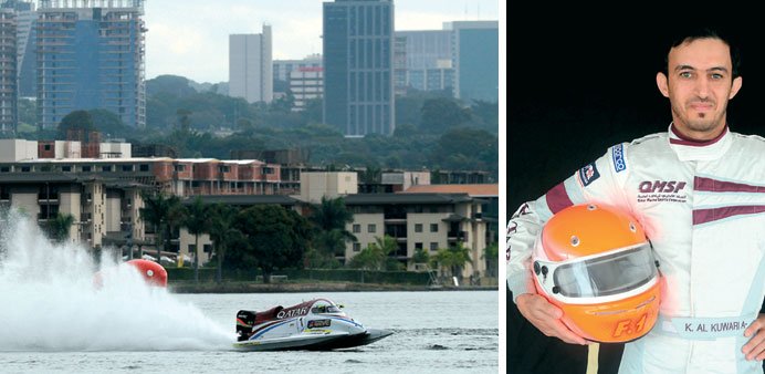    Qatar Teamu2019s Alex Carella in action during the race in Brazil, last month; (below) Khalid Abdullah al-Kuwari will participate in the two UIM F-4S r
