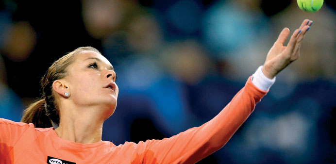 Agnieszka Radwanska of Poland serves against Maria Sanchez of United States in Indian Wells on Friday. (AFP)