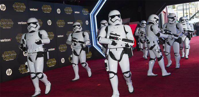 The Storm Troopers attend the World Premiere of ,Star Wars: The Force Awakens,, in Hollywood