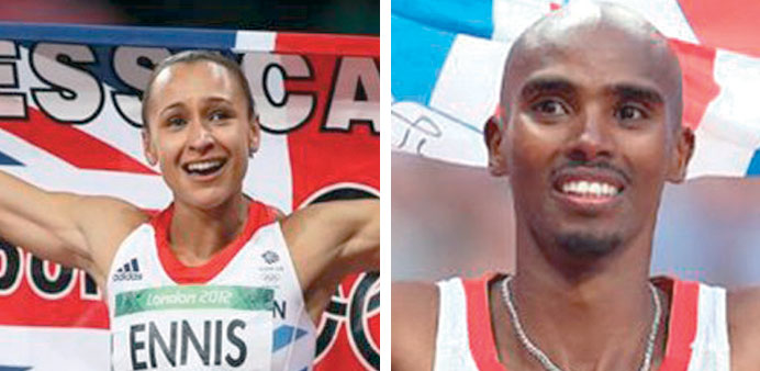 Double Olympic gold medallist Mo Farah and heptathlon star Jessica Ennis-Hill (left) will headline the British squad for next monthu2019s world championsh