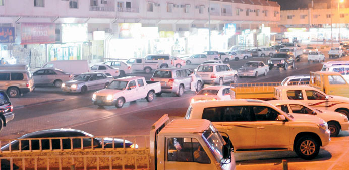 Commercial locations, like this one in Muaither, see a lot of activity in the evening during Ramadan.