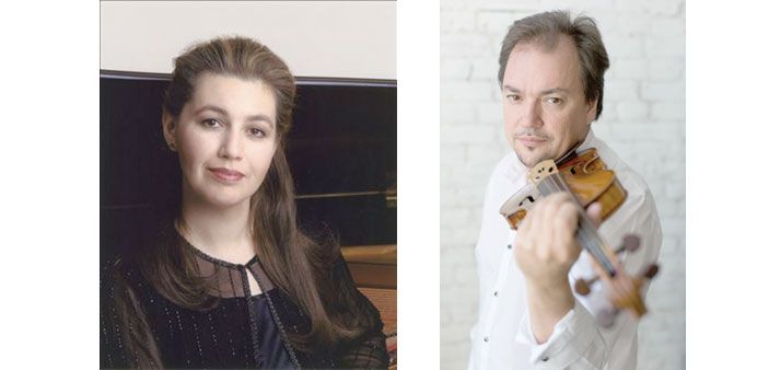 STAGE SET:  Pianist Lilya Zilberstein, left, and Sergei Krylov.