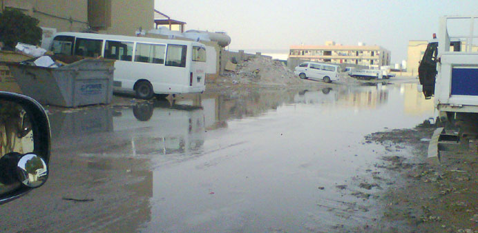 A waterlogged street in the Industrial Area.