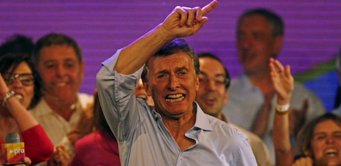  Mauricio Macri, Buenos Airesu2019 City mayor and presidential candidate, celebrates after Buenos Airesu2019 mayoral race primary election in Buenos Aires.
