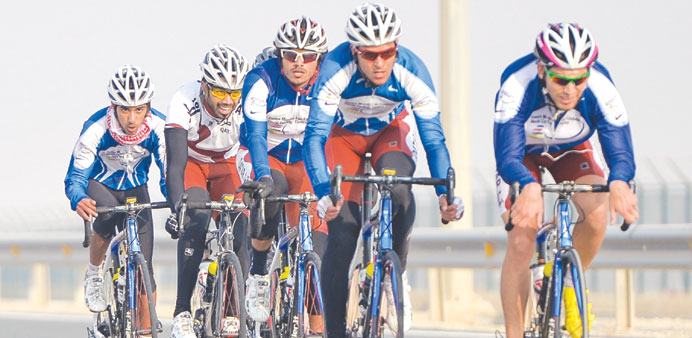 Qatar national team members in action at the QCR Road Race Championship.