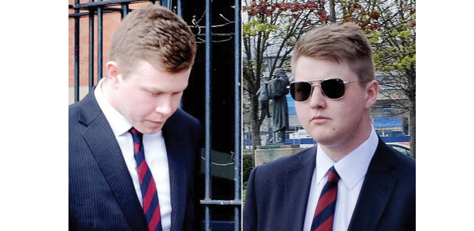 Jason Collins (left) and Shaun Smith leave Teesside Crown Court.