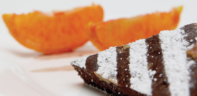 Candied grapefruit brownie.
