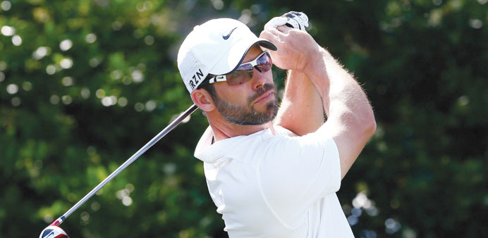 Paul Casey of England plays a shot on the fifth hole during the second round of the HP Byron Nelson Championship at the TPC Four Seasons Resort on Fri