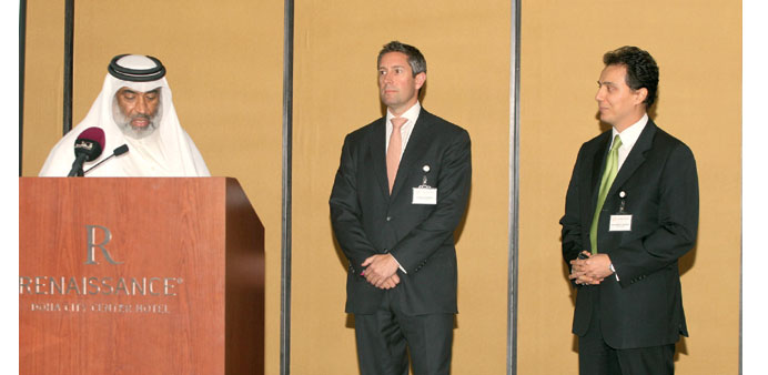 Hitmi (left), Haworth (centre) and Bilbaisi at the launch of Westlaw Gulf Qatar.