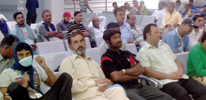Workers waiting for treatment at the new health centre yesterday.