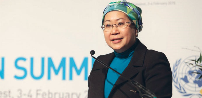 Jemilah Mahmood, Chief of the Secretariat of the World Humanitarian Summit, speaking at the Europe consultation event in Budapest earlier this month.