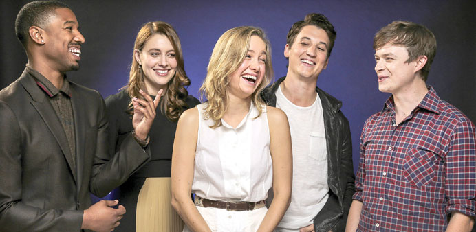 Wannabe famous five: Michael B. Jordan, from left, Greta Gerwig, Brie Larson, Miles Teller and Dane DeHaan in Hollywood, California, where they partic