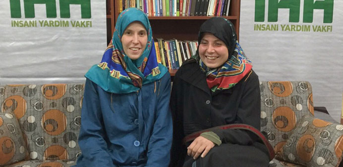 A handout picture taken on Friday and released yesterday by the IHH (Humanitarian Relief Foundation) shows Chrastecka (left) and Humpalova after being