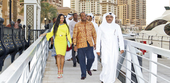 King Mswati III touring The Pearl-Qatar along with his delegation and UDC officials.