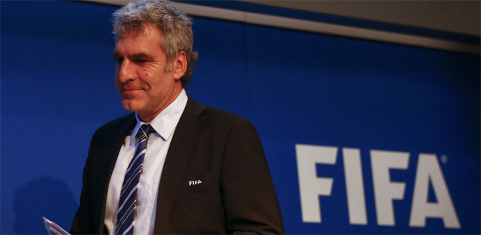 Walter De Gregorio, FIFA Director of Communications and Public Affairs arrives for news conference at FIFA headquarters in Zurich