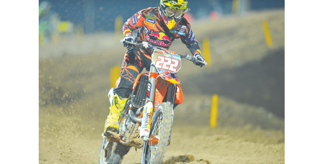 Cairoli Antonio takes first place during MXGP qualifications in the MXGP Qatar held at Losail yesterday. PICTURS: Baher Amin