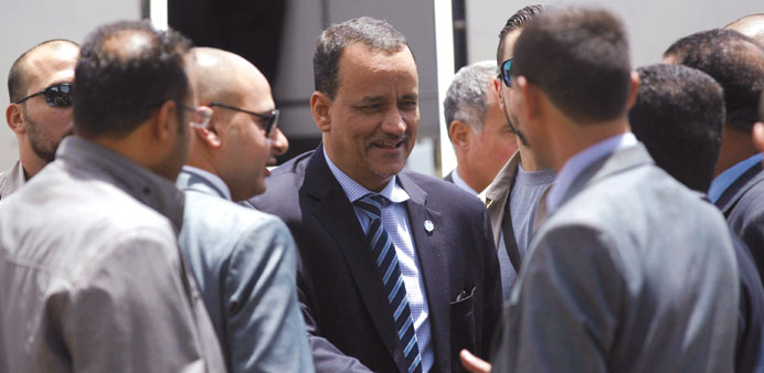 UN special envoy Ismail Ould Cheikh Ahmed arrives at Sanaa airport yesterday. 