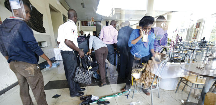  Students search for their belongings at Strathmore University in Nairobi.