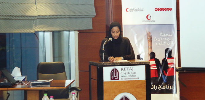 Ooredoou2019s Fatima al-Kuwari addressing the QRCS workshop.