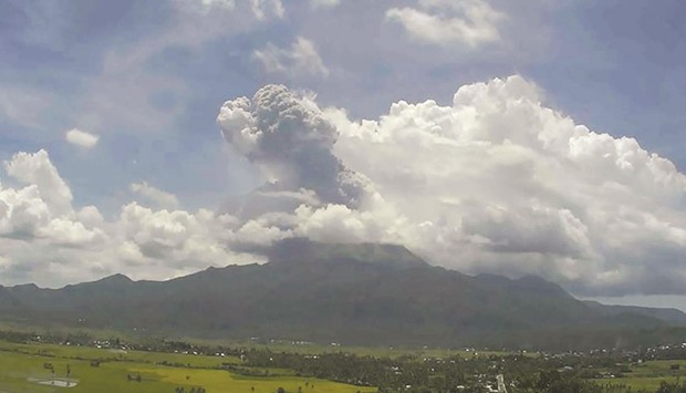 A handout video grab photo from a CCTV footage taken yesterday by Philippine Institute of Volcanology and Seismology (Phivolcs) shows plume of ash from Mount Bulusan in the rural Sorsogon province, south of Manila.