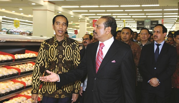 Widodo and Yusuffali at the newly opened LuLu Hypermarket in Jakarta. The LuLu Group plans to invest $500mn in the country within the next three years as part of its global expansion strategy.
