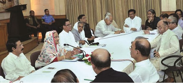 Prime Minister Sheikh Hasina presiding over a meeting of Awami League Central Working Committee in Dhaka yesterday.