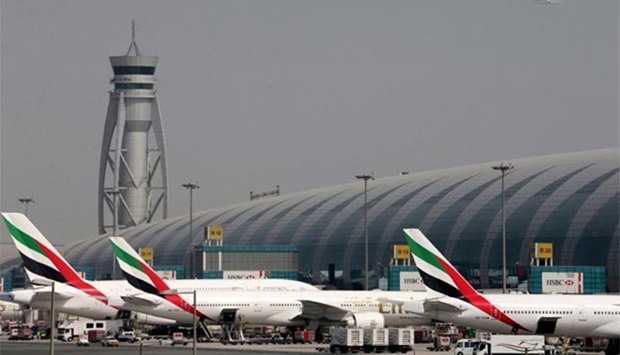 Emirates Airline aircraft are seen at Dubai International Airport in this file picture.