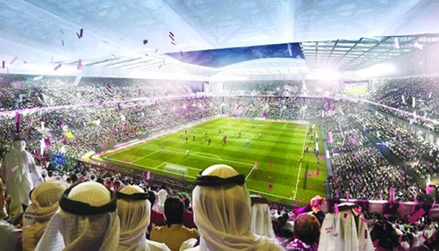Artist's illustration of a match at the under construction Al Rayyan Stadium.